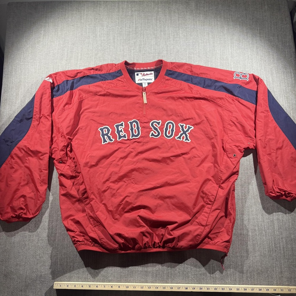 Boston Red Sox Jacket‎ Mens XXL Red MLB Baseball Majestic Pullover Windbreaker
